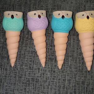 Colorful Owl Ice Cream Cone Planters